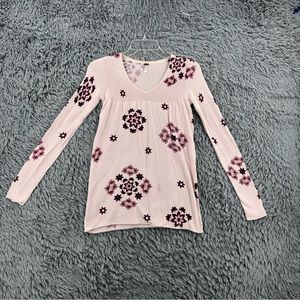 Kirra Sweater Womens XS Cashmere Blend Pink Flower Peplum Lightweight Top